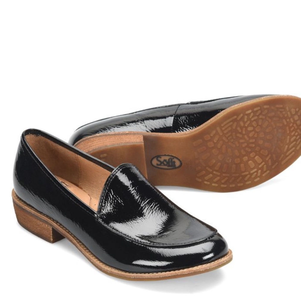 Sofft black patent loafers